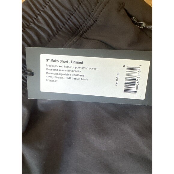 NWT Rhone Mens 9" Mako Shorts Black Unlined Athletic Active Gym Stretch Sz Small - Picture 1 of 6